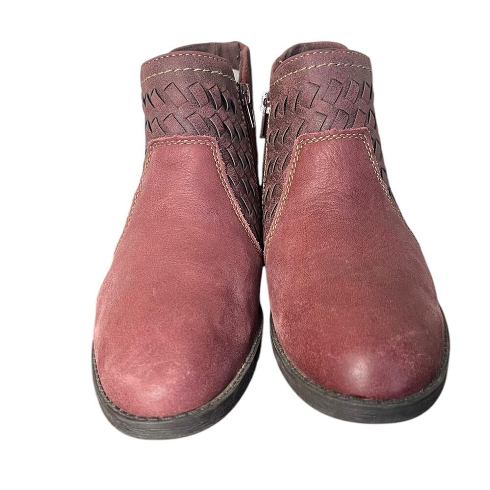 EARTH ORIGINS Oakland Alexis Burgundy Leather Ankle Boots Women's Size 8.5 - Picture 2 of 9